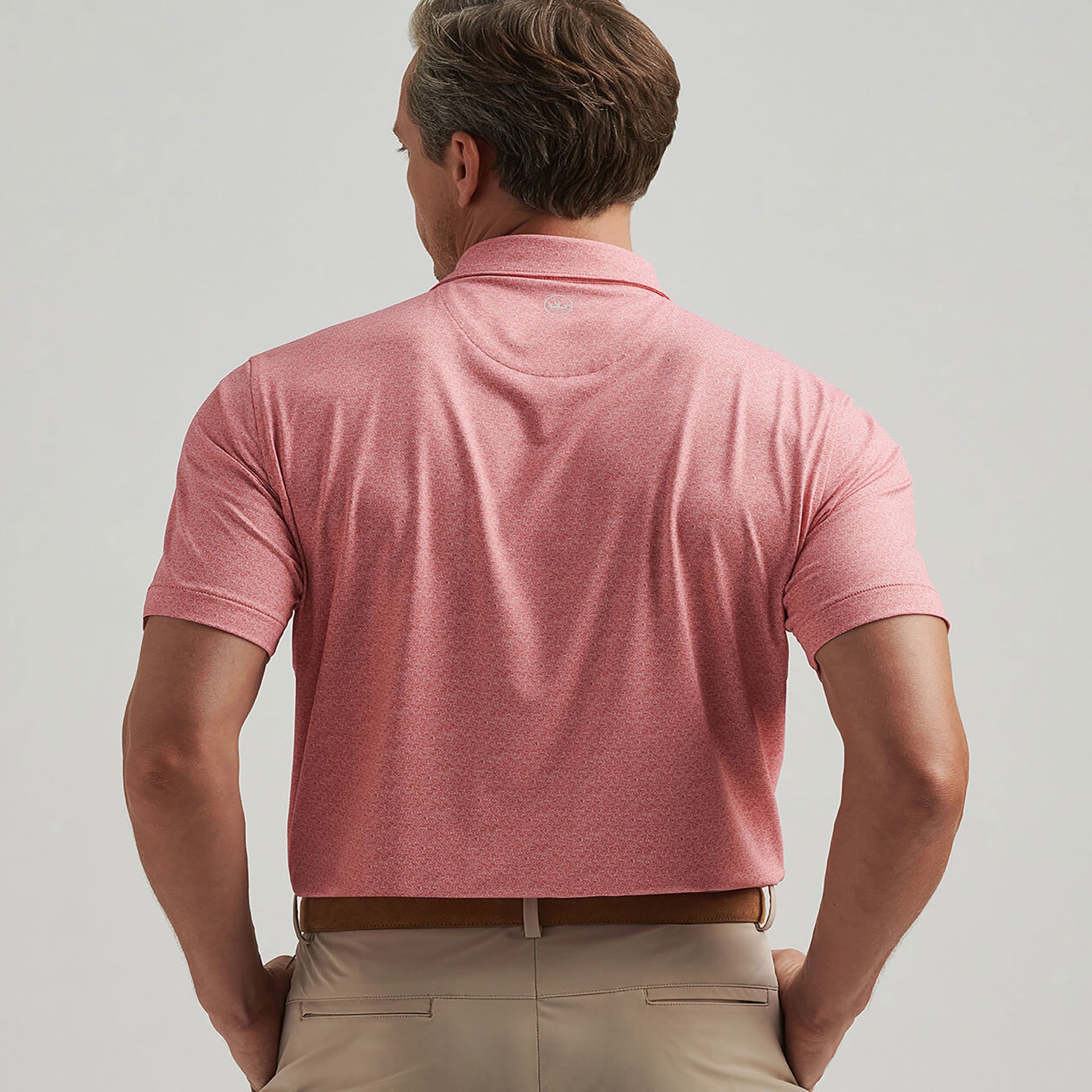 PM MENS ESPRESSO MARTINIS PERFORMANCE JERSEY POLO PINK CORAL / L