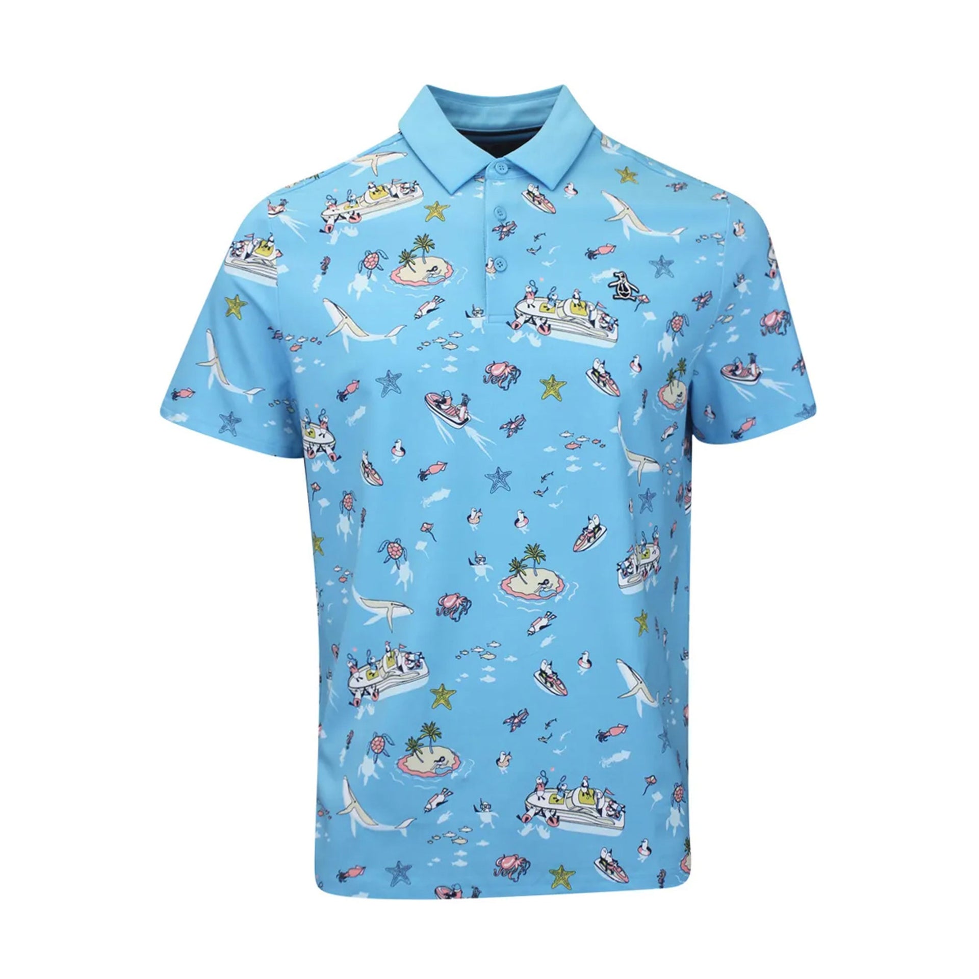 PN MENS SHIRT- POLO SS ALL OVER PETEN THE BOAT PRINT POLO BLUE GROTTO L
