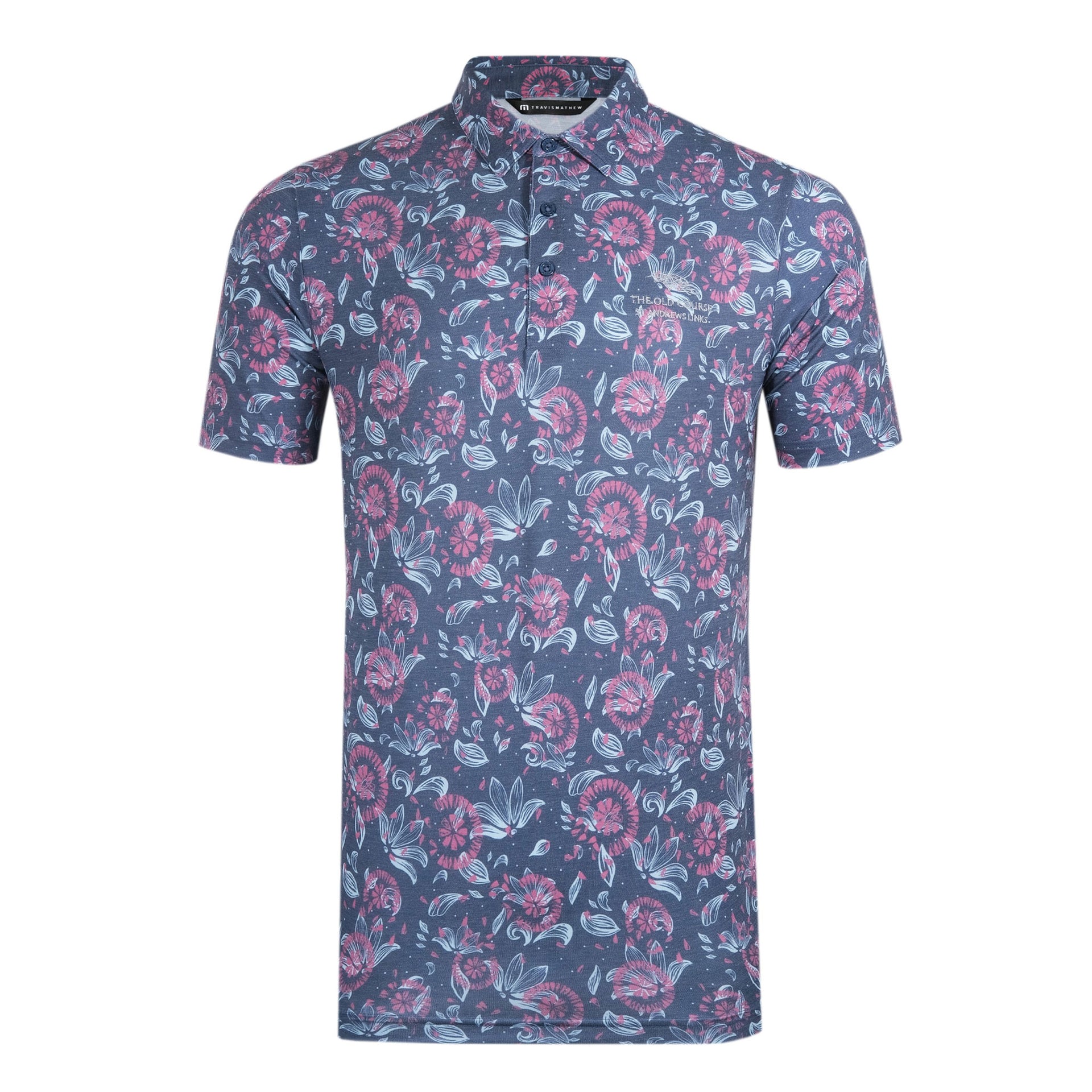 TM FEATHERWEIGHT FLOURISH NO LOGO POLO MINT ICE/VINTAGE NAVY / L