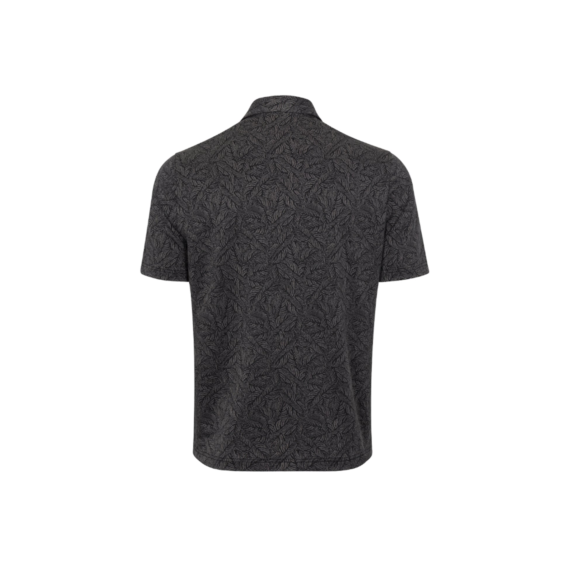 GNM STRETCH JACQUARD APRES 18 KNIT FULL-BUTTON POLO BLK BLACK / L